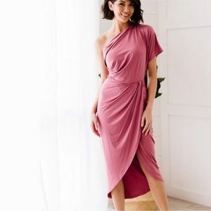 BTFBM Women One Shoulder Dress Pink L New